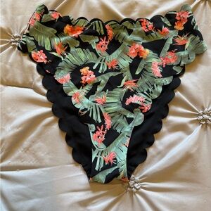 Victoria's Secret Black and Green Floral Bikini Bottom